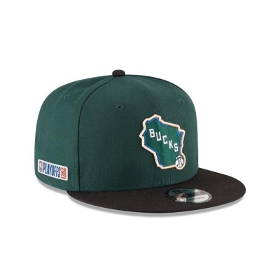 Yellow Milwaukee Bucks Hat - New Era NBA Playoff Side Patch 9FIFTY Snapback Caps USA0935417